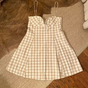 NWT Zara Tan Gingham Check Dress